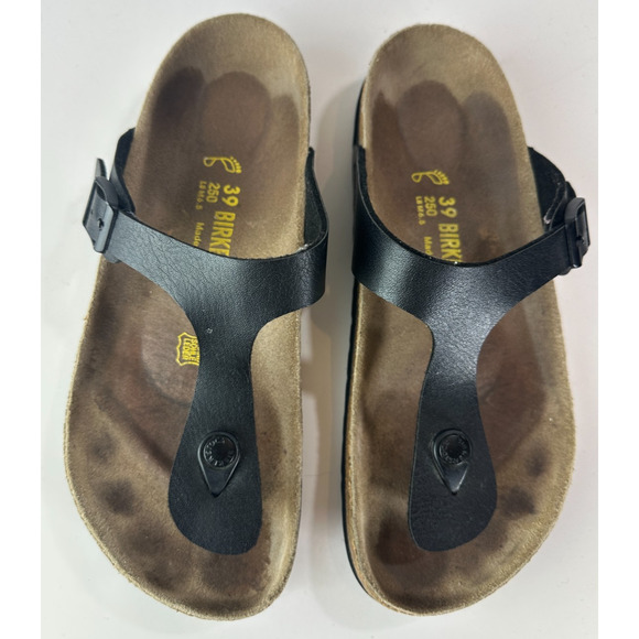 Birkenstock Gizeh Sandals Black Slides Buckle Thong 39 Women's US Size 8 - Picture 6 of 13